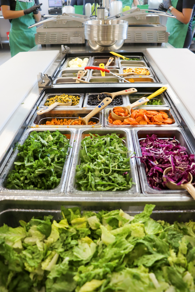 Salad Bar Photography Tampa Bay Salad bar with greens and toppings overhead