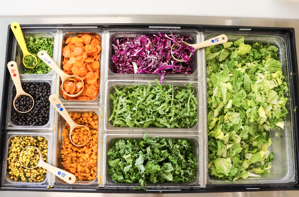Salad Bar Photography Tampa Bay Salad bar with greens and toppings overhead