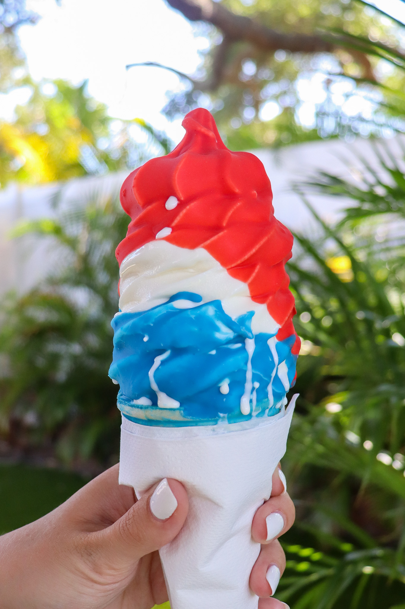 Patriotic Soft Serve Tampa Red, white, and blue soft serve in cup