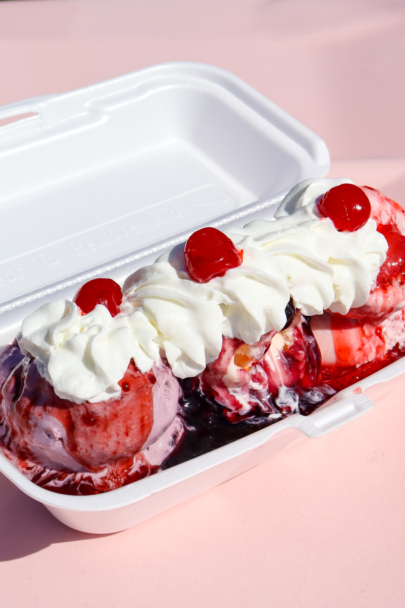 Strawberry Sundae Dessert Photography Strawberry shortcake sundae with whipped cream and cherries