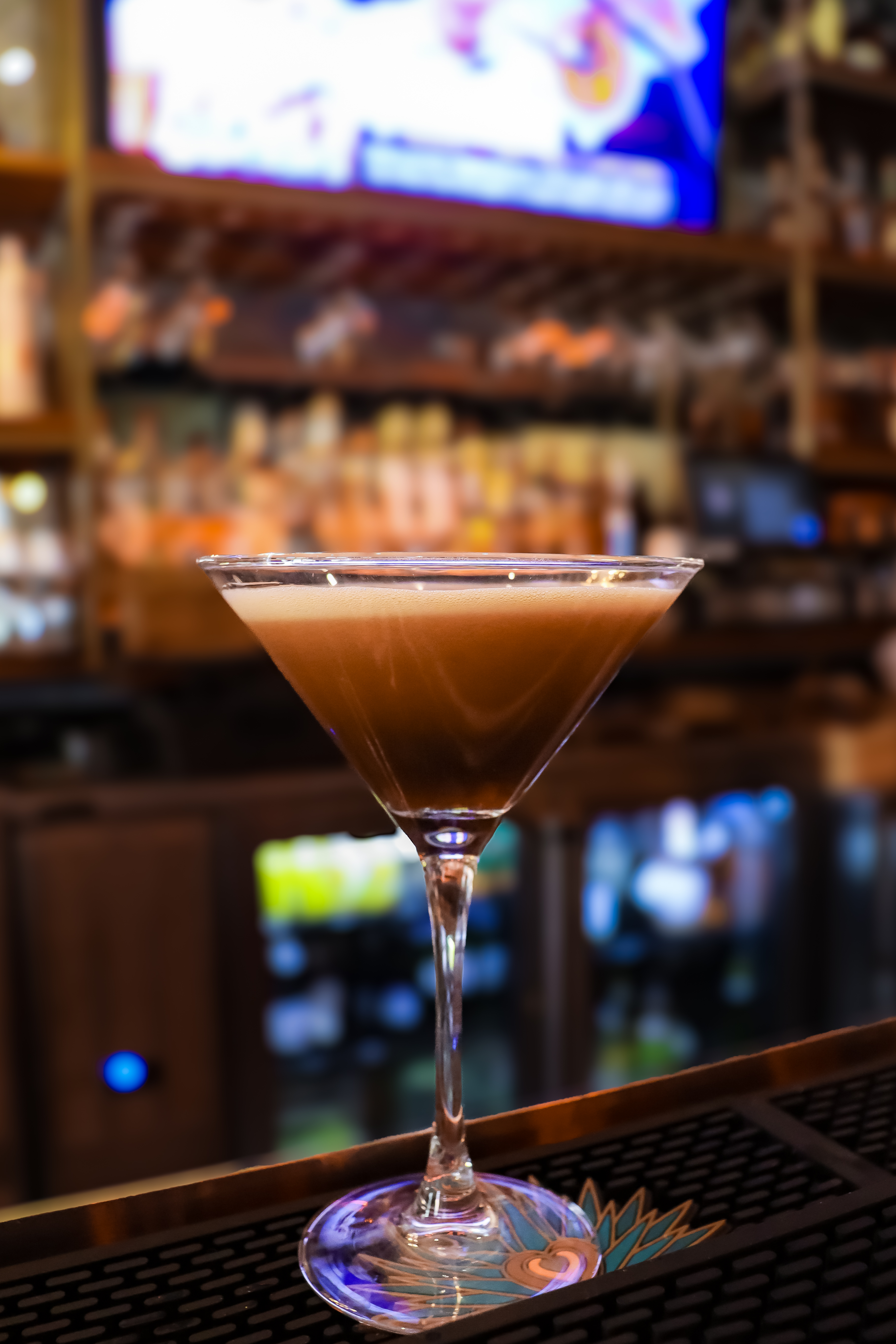 Signature Cocktail at Tampa Bar Craft cocktail on bar counter